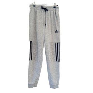 Men's ADIDAS Small Heather Gray Joggers with Pockets Tie Front Like NEW